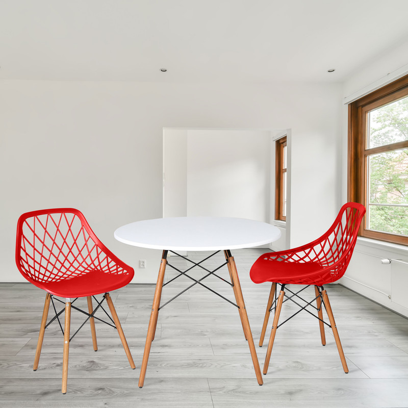 میز و صندلی ناهارخوری دو نفره مدل الماس فایبرگلاس پایه ایفلی GS