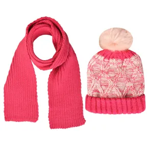ست کلاه و شال گردن بافتنی بچگانه مدل Sf-0013