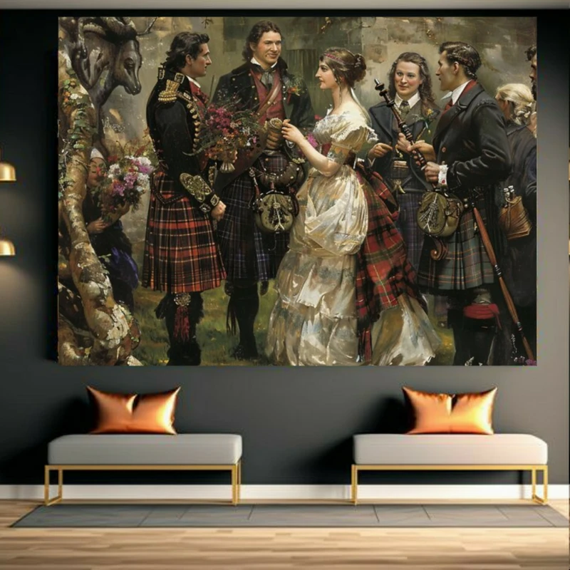 تابلو بوم طرح مخمل نقاشی مدل جشن روستایی کد BK23741