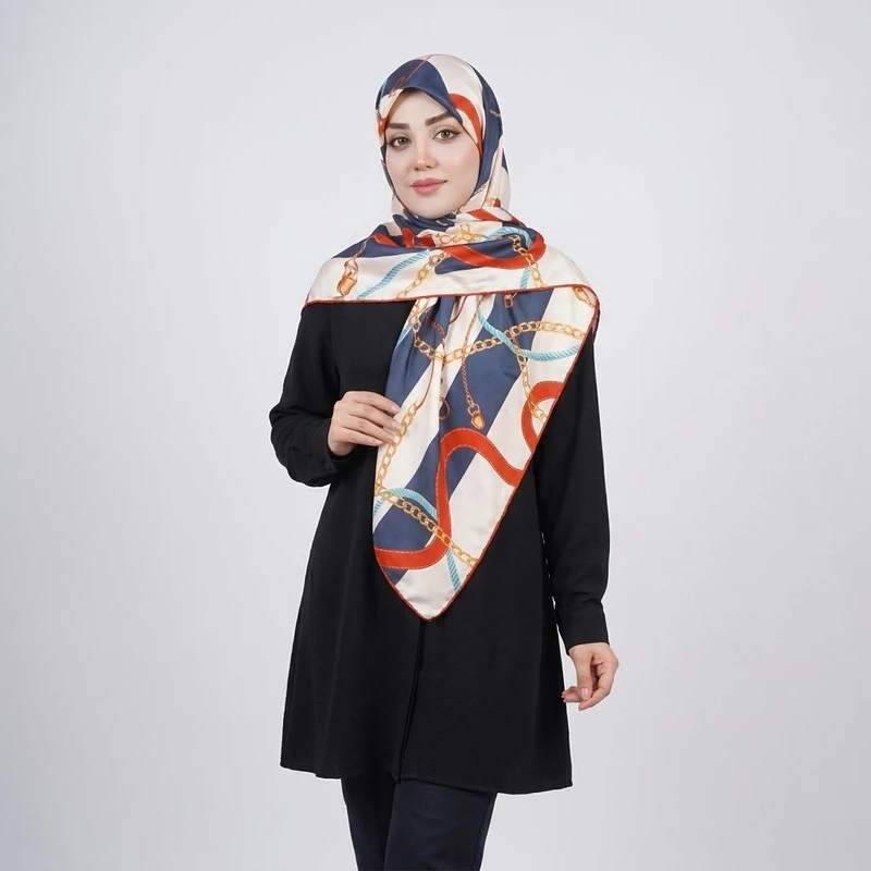 روسری زنانه مدل ابریشم روز مادر طرح زنجیری جدید کد ana-2955