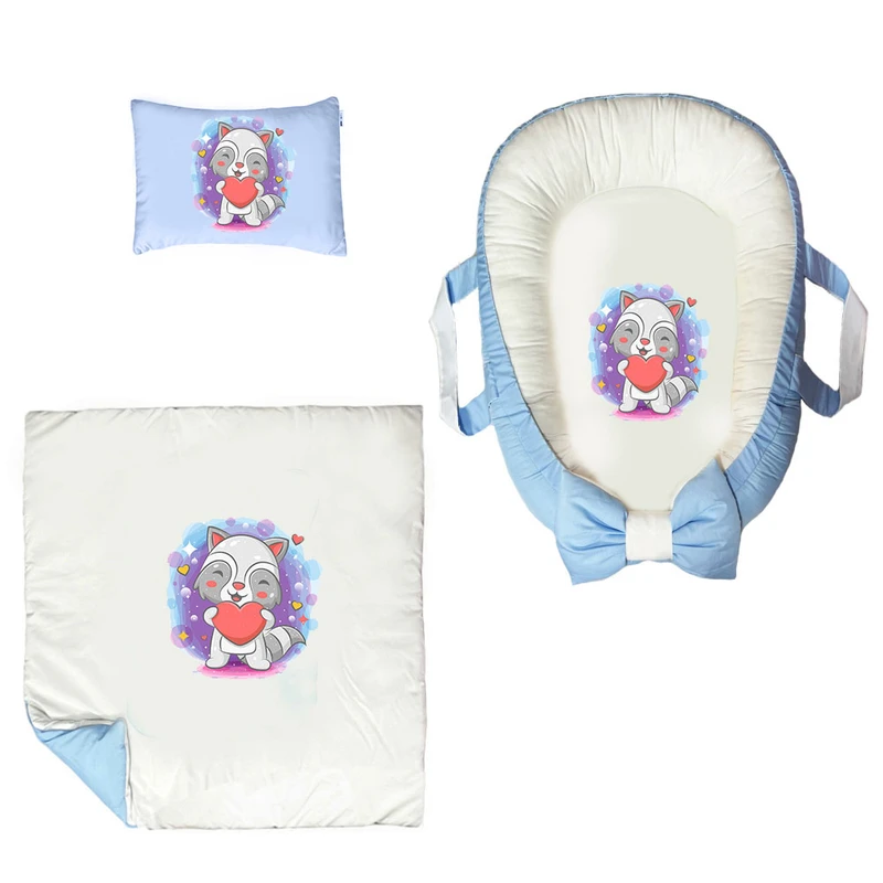 سرویس خواب سه تکه نوزاد ناریکو مدل گارد محافظ دار طرح گرگ کد 0528