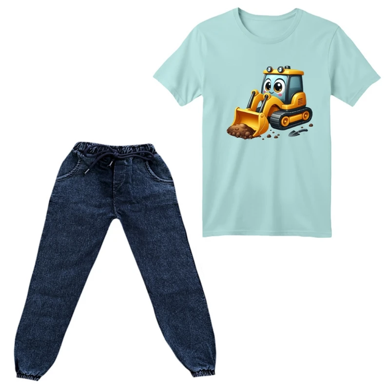 ست تی‌شرت آستین کوتاه و شلوار پسرانه مدل لودر 