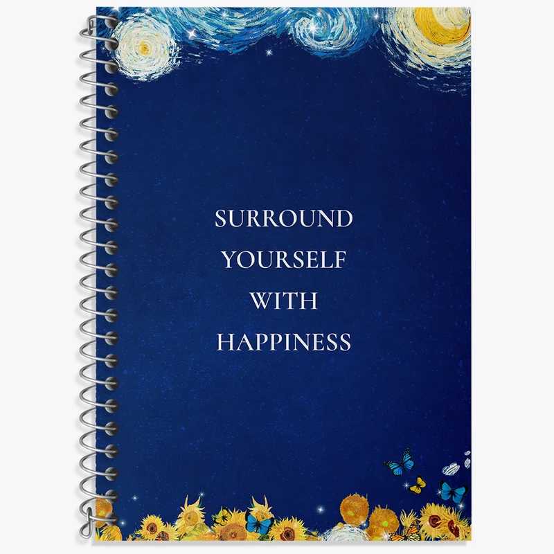 دفتر زبان 50 برگ خندالو مدل سه خط طرح Surround Yourself With Happiness کد N2320