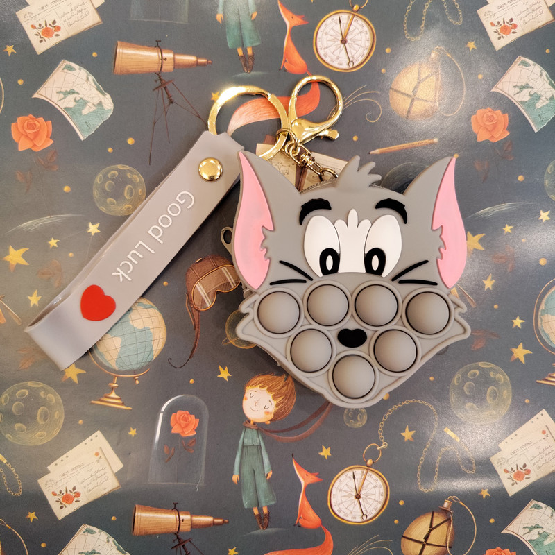 جاکلیدی دخترانه مدل سیلیکونی پاپیت دار طرح گربه