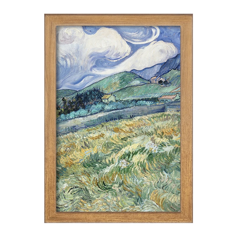 تابلو خندالو مدل منظره کوه پشت بیمارستان ونسان ونگوگ (Van Gogh) کد 36796