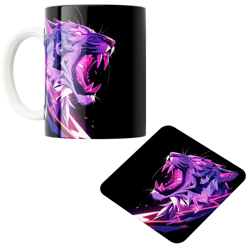 ماگ پاد آفرین مدل ببر کد z429 به همراه زیر لیوانی