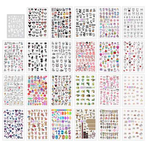 برچسب لنز ناخن مدل دخترانه مجموعه 24 عددی 