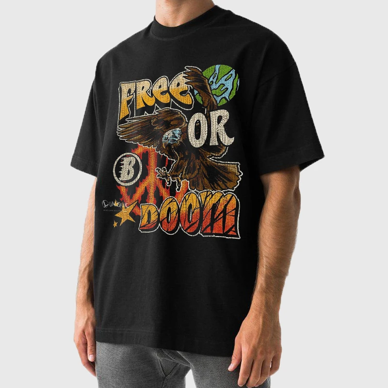 تی شرت آستین کوتاه مردانه مدل استایل خیابانی وینتیج عقاب کد z447