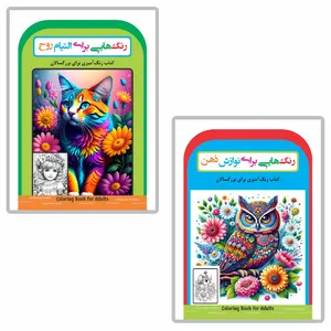 کتاب رنگ‌آمیزی بزرگسالان رنگ‌هایی برای نوازش ذهن و التیام روح اثر رحیم اصلانی انتشارات گهواره 2 جلدی