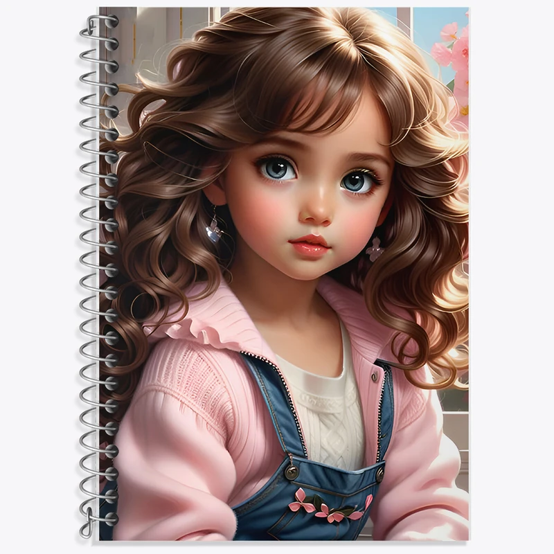 دفتر زبان 50 برگ خندالو مدل سه خط طرح دخترانه کیوت کد F6159