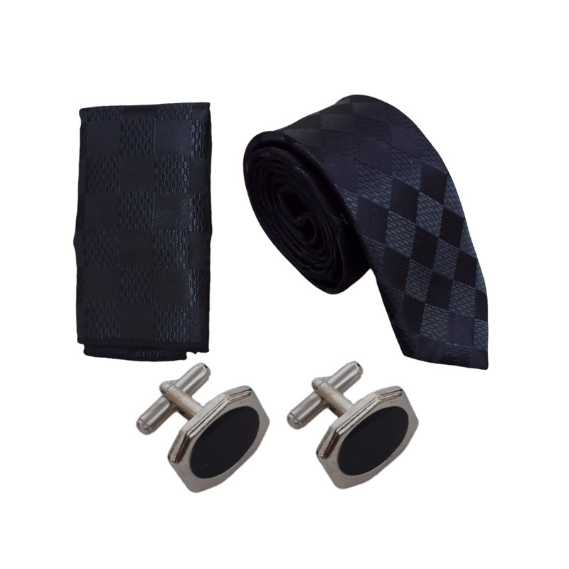 ست کراوات و دستمال جیب و دکمه سردست مردانه مدل SERGIO کد 05