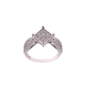 انگشتر نقره زنانه مدل تک نگین لوزی کد FR0030