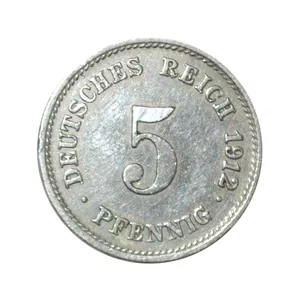 سکه تزیینی طرح کشور آلمان رایش مدل 5 فینینگ 1912 میلادی 