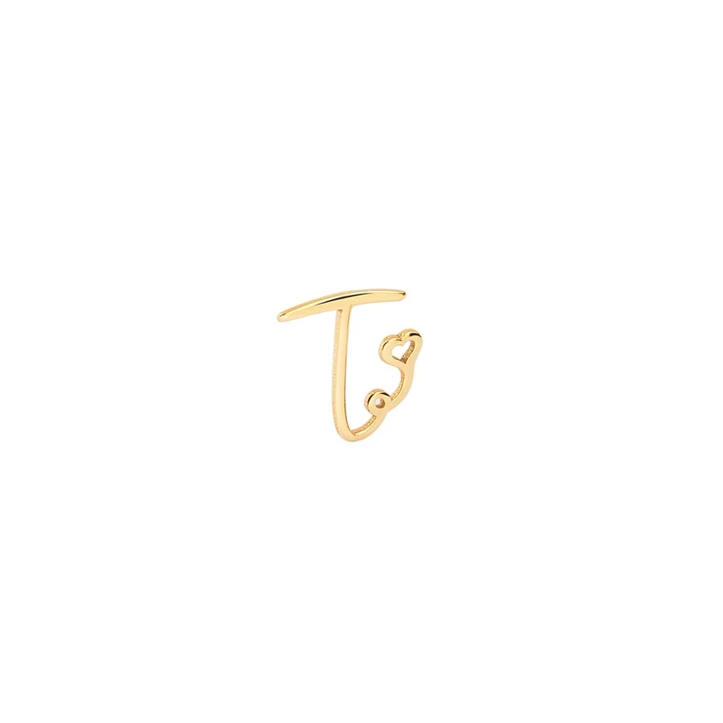 گوشواره میخی طلا   18 عیار زنانه سایا گلد مدل تک لنگه حرف T