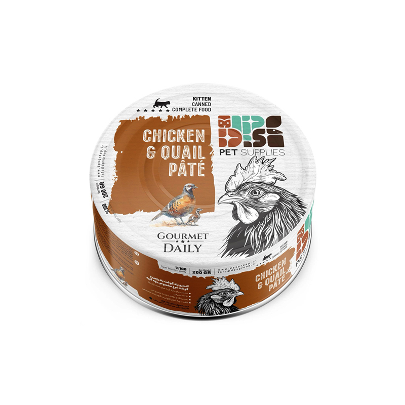 کنسرو غذای بچه گربه دی پی اس مدل پته طعم مرغ و بلدرچین وزن 200 گرم