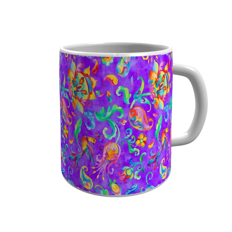 ماگ پاد آفرین مدل گل و مرغ ایرانی