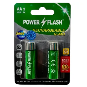 باتری قلمی قابل شارژ پاور فلش مدل ای آر پلاس +ER بسته 2 عددی