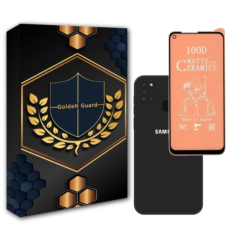 کاور گلدن گارد مدل سیلیکونی مناسب برای گوشی موبایل سامسونگ Galaxy A21S به همراه محافظ صفحه نمایش سرامیک مات