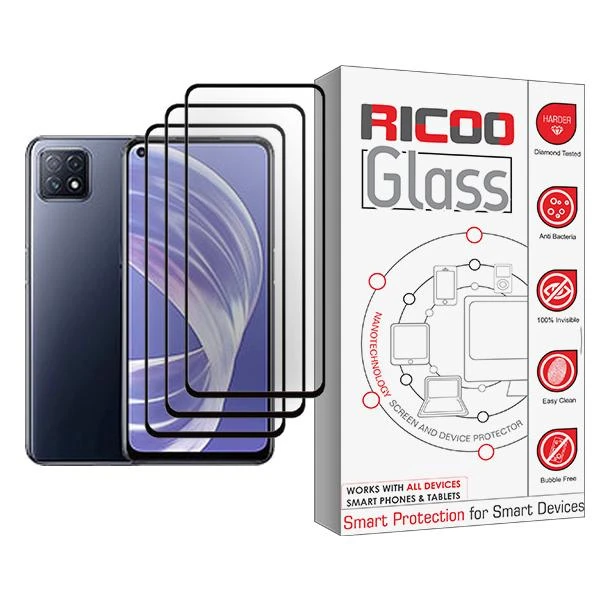 محافظ صفحه نمایش ریکو مدل Ricoo Glass MIX003 مناسب برای گوشی موبایل اوپو A73 5G بسته سه عددی