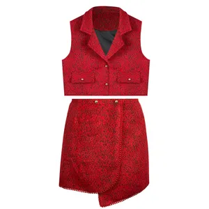 ست جلیقه و دامن رسمی زنانه مدل فوتر پشمی پلنگی کد AK1492