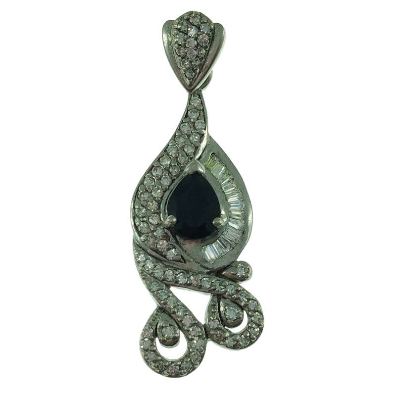 آویز گردنبند نقره زنانه سلین کالا مدل یاقوت کبود کد 1002