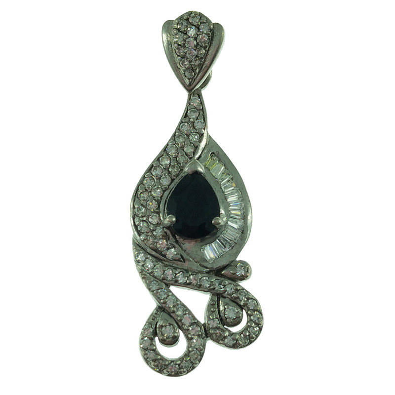 آویز گردنبند نقره زنانه سلین کالا مدل یاقوت کبود کد 1002