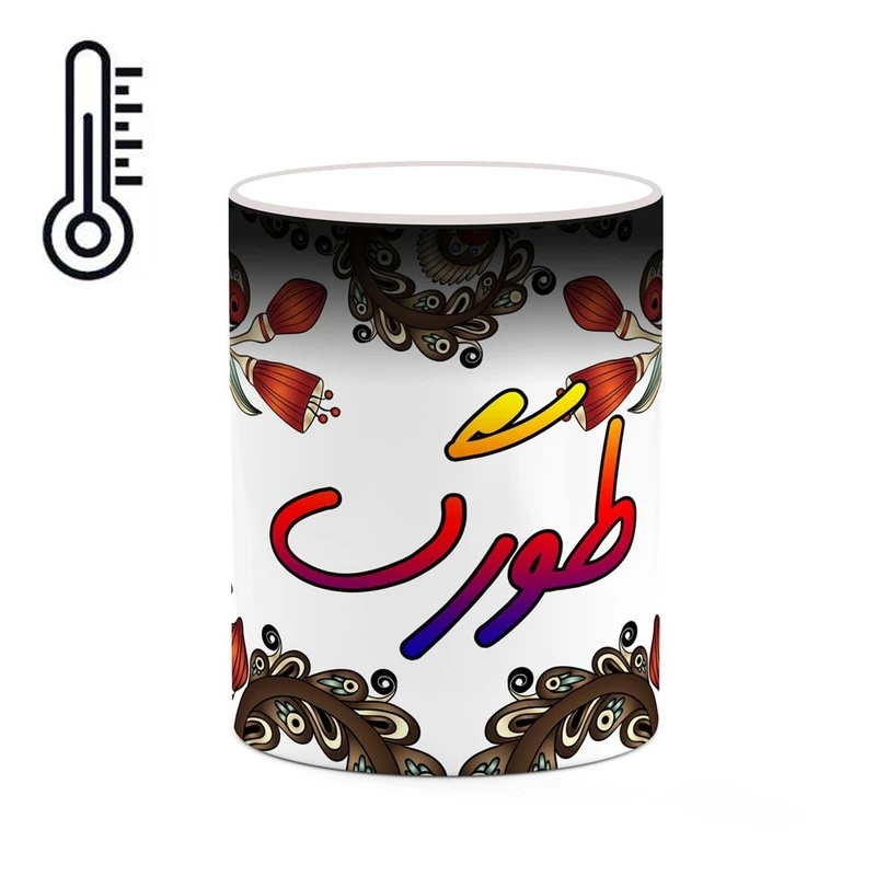 ماگ حرارتی کاکتی مدل اسم طورگ طرح سنتی گل و بته کد mgh46036