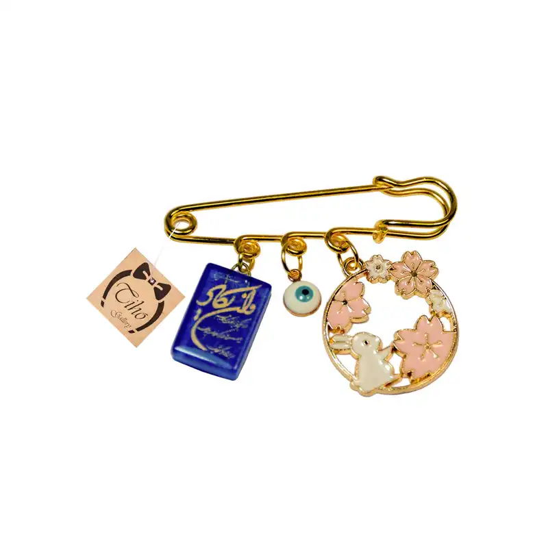 سنجاق سینه نوزادی مدل وان یکاد و چشم نظر و خرگوش