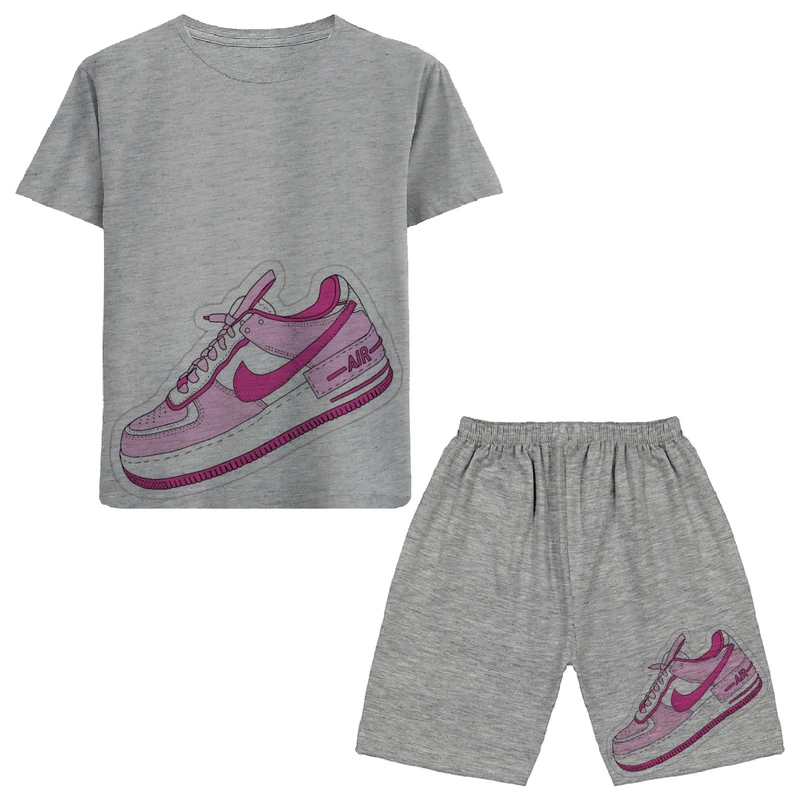 ست تی شرت و شلوارک دخترانه مدل کتونی A62