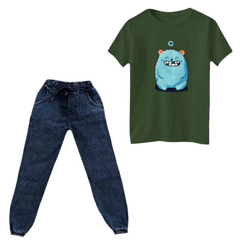 ست تی‌شرت آستین کوتاه و شلوار پسرانه مدل سالیوان کارتونی