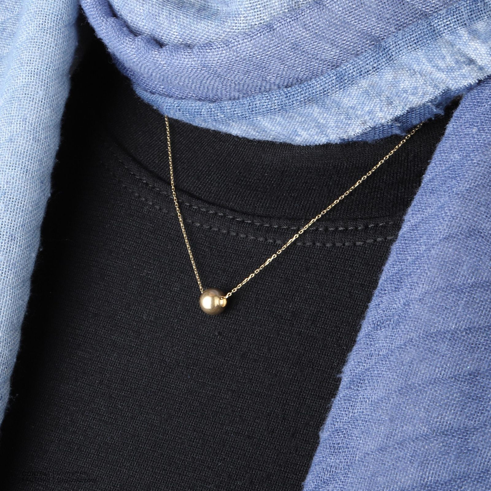 گردنبند طلا 18 عیار زنانه با زنجیر حلقهای (فلامینگو) وی گالری مدل تک گوی کد NC4047 - - 3