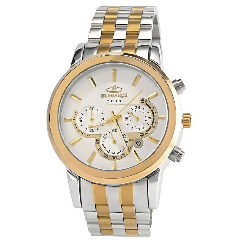 ساعت مچی عقربه‌ای مردانه الگانس مدل سه موتور فعال کرنوگراف بند استیل 102