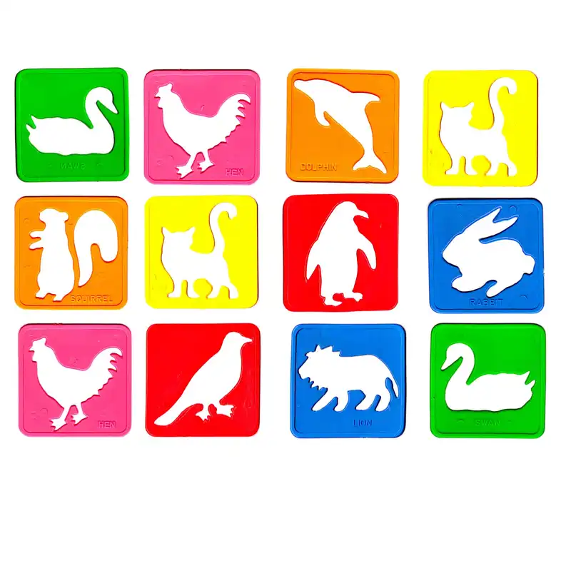 شابلون طرح حیوانات و گل و میوه مدل k1 مجموعه 24 عددی