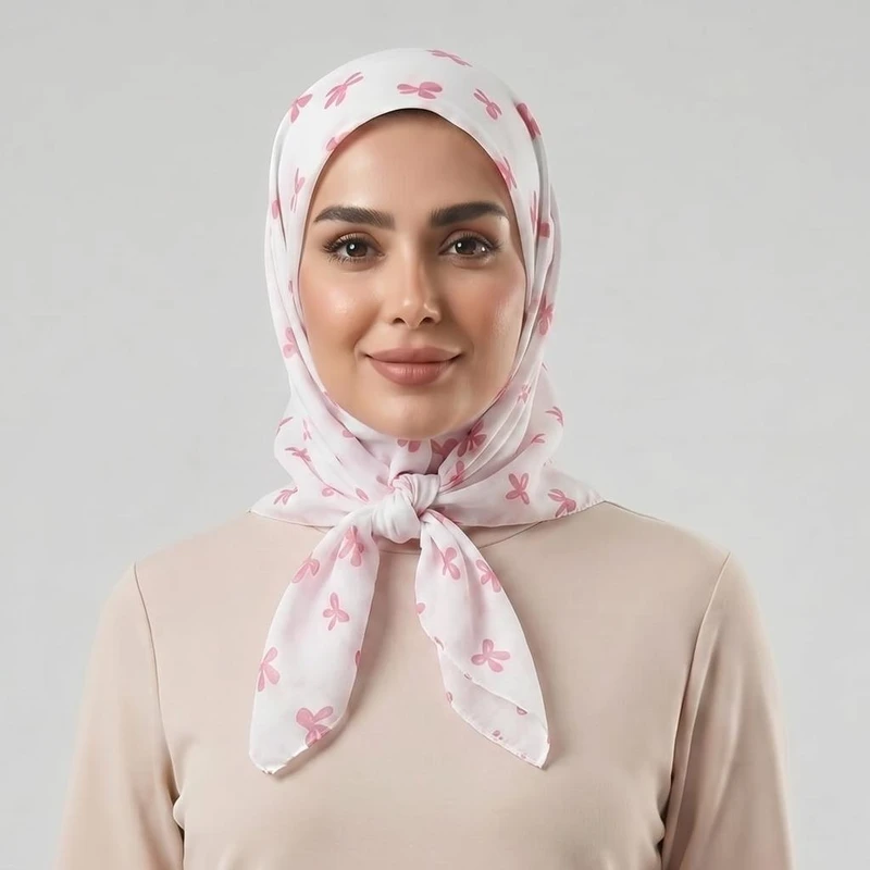 روسری زنانه مدل مینی اسکارف نخی پاپیونی ریز کد 2