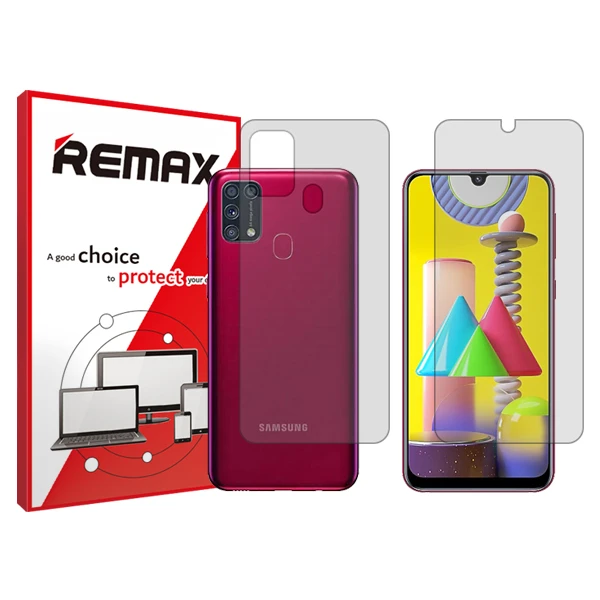 محافظ صفحه نمایش شفاف ریمکس مدل HyGEL مناسب برای گوشی موبایل سامسونگ  Galaxy M31 به همراه محافظ پشت گوشی