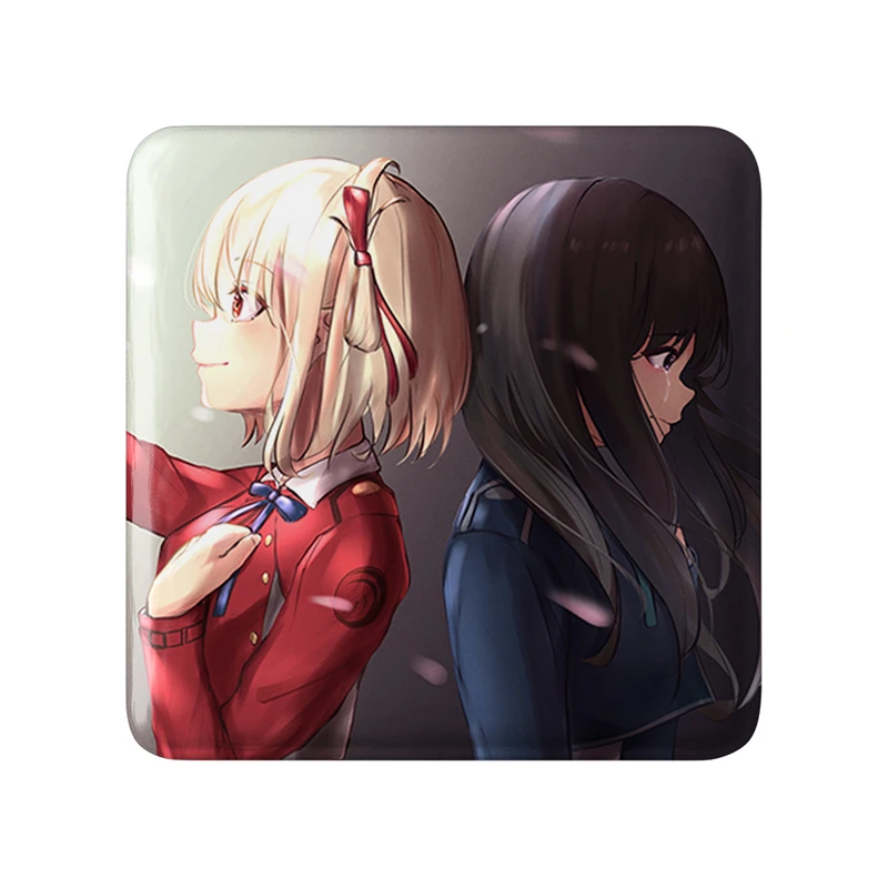 مگنت خندالو طرح تاکینا و چیساتو انیمه لیکوریس ریکویل Lycoris Recoil  مدل مربعی کد 23013