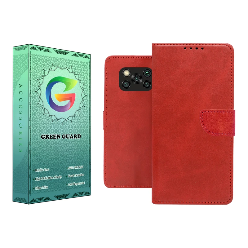 کیف کلاسوری گرین گارد مدل چرمی مگنتی کد RED-R10 مناسب برای گوشی موبایل شیائومی Poco X3 Pro / X3 NFC / X3
