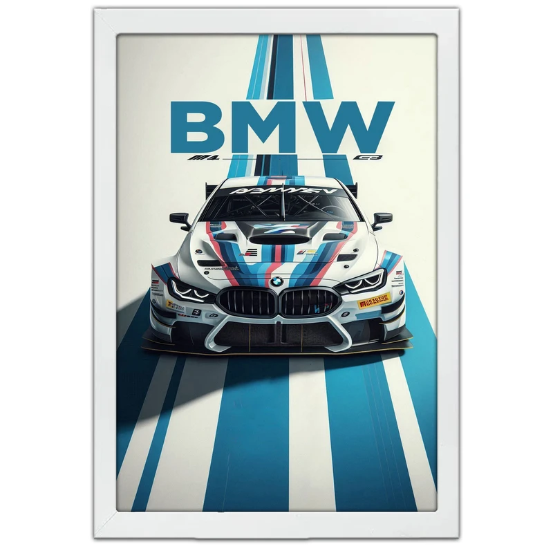 تابلو بکلیت طرح ماشین و خودرو بی ام و BMW M4 مدل W-po1596 فریم سفید