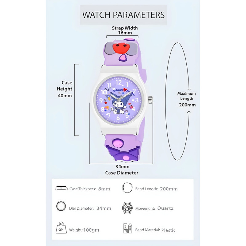 ساعت مچی عقربه ای بچگانه مدل بند سیلیکونی طرح کُرومی گربه خفاشی