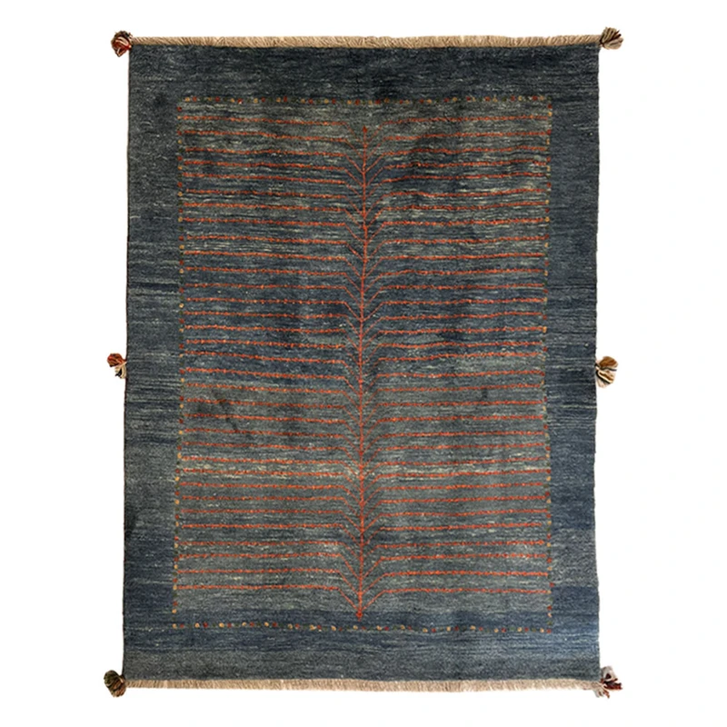  گبه دستبافت قشقایی سه متری کد NKP.RJ0018 زمینه آبی