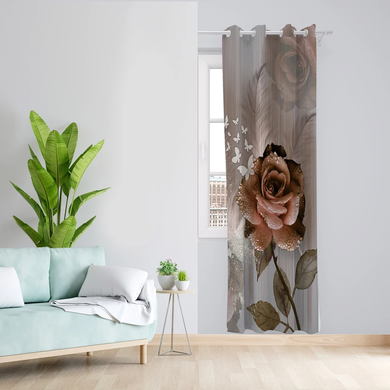 پرده طرح گل مدل مخمل پانچی کد 1918 z سایز 140x200 سانتی متر