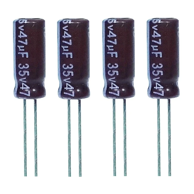 خازن الکترولیت 47 میکروفاراد 35 ولت آکسبوم مدل TEC-47035 بسته 4 عددی 