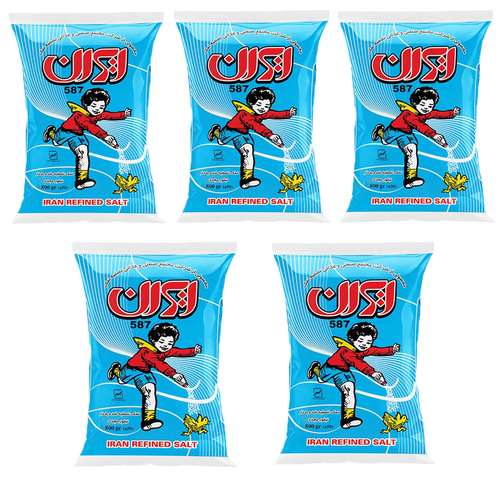 نمک تصفیه یددار ایران - 800 گرم بسته 5 عددی