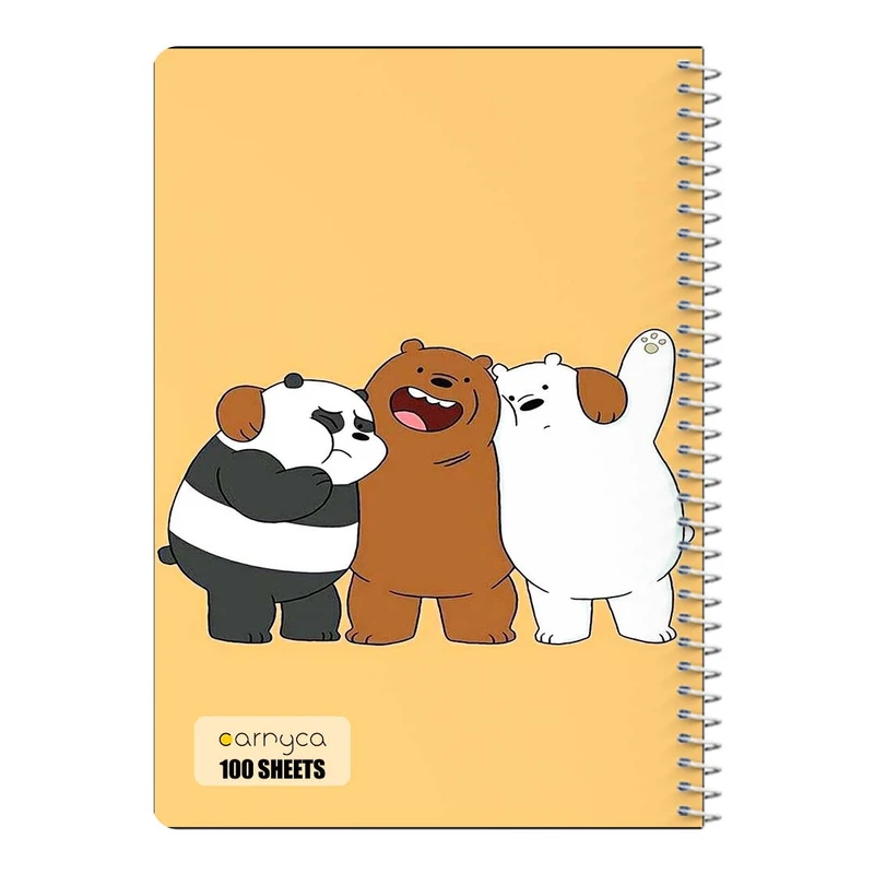 دفتر مشق 100 برگ سیمی کارنیکا طرح سه خرس کله پوک We Bare Bears کد 35338