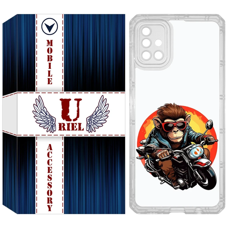 کاور یوریل مدل Clear کد 32 طرح میمون موتورسوار مناسب برای گوشی موبایل سامسونگ Galaxy A51
