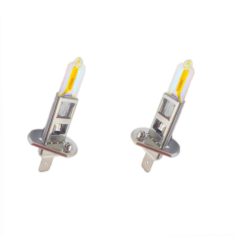 لامپ چراغ جلو هفت رنگ مجد مدل H1 12V 100W مجموعه دو عددی