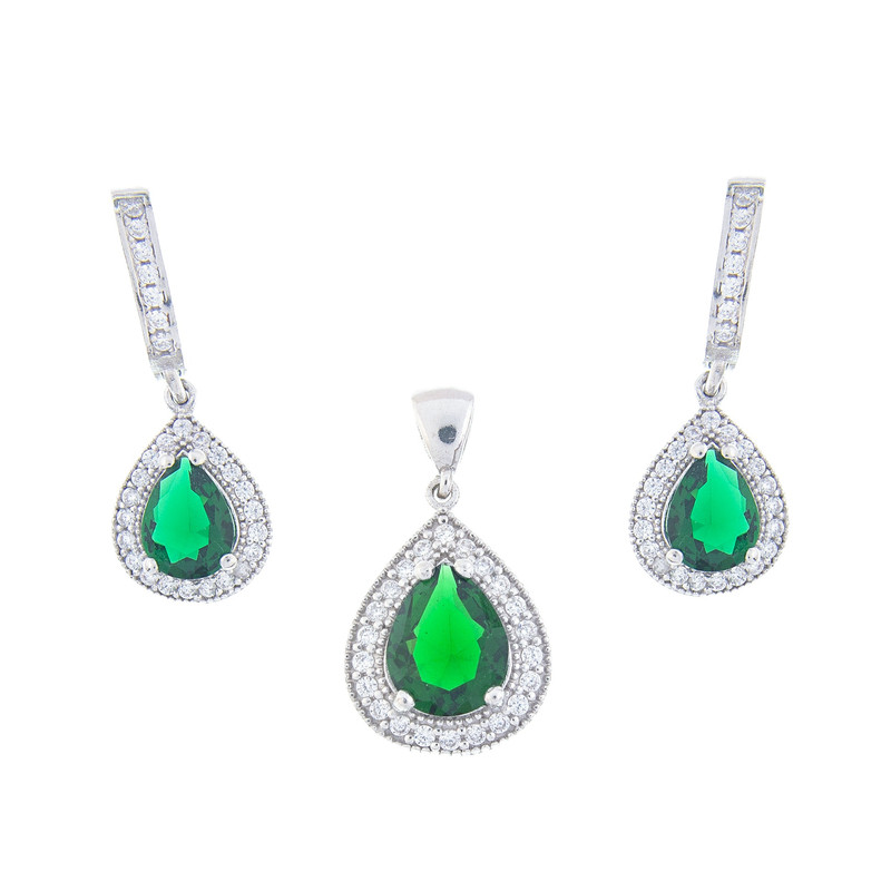 نیم ست نقره زنانه مدل زمرد AMT-N164 نیم ست نقره زنانه مدل زمرد AMT-N164