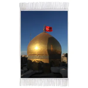 فرش ماشینی دیوارکوب اطلس آبی طرح گنبد حرم امام حسین مدل T2439 