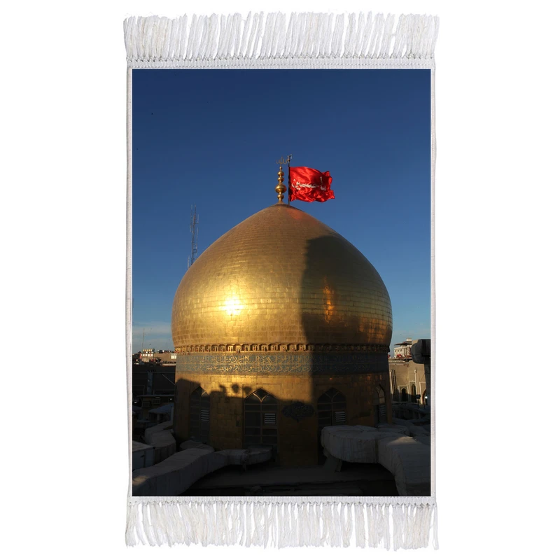 فرش ماشینی دیوارکوب اطلس آبی طرح گنبد حرم امام حسین مدل T2439