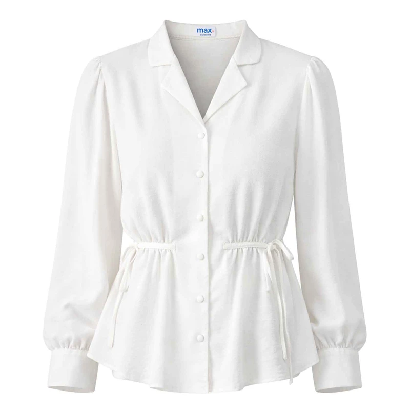 شومیز آستین بلند یقه هفت زنانه مکس مدل کمر بندار 47220